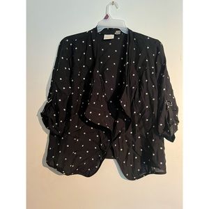 Chicos size 2 womens 12 blouse button down polka dot arm accent